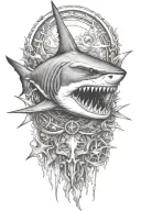 shark skeleton tattoo design idea