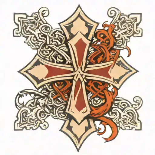 templar cross intertwined tattoo design idea