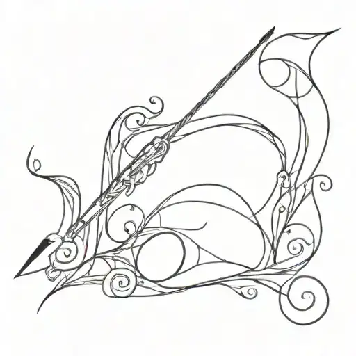 Pen tool and melody tattoo design idea