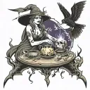 witchcraft scene tattoo design idea