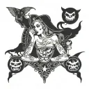 witchcraft scene tattoo design idea