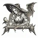 witchcraft scene tattoo design idea