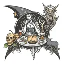 witchcraft scene tattoo design idea