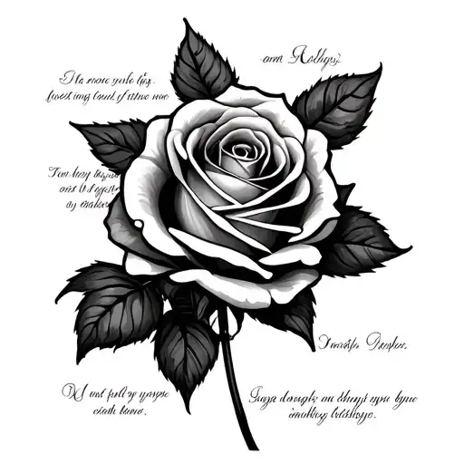 rose With song lyrics written tattoo design idea