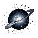 minimalistic milky way galaxy with planets orbiting tattoo design idea