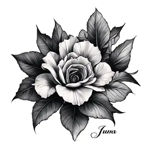 Juana Iris Name in the arm tattoo design idea