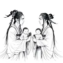 Draw hwanung and ungnyeo together with a baby da gun in their arms Korean mythology  tattoo design idea