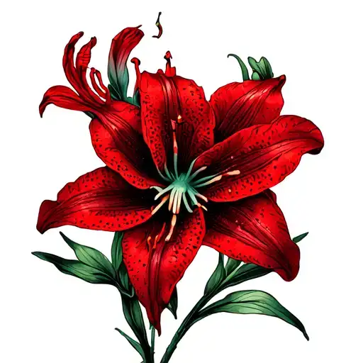 Red Spiderlily flower and scorpio tattoo design idea