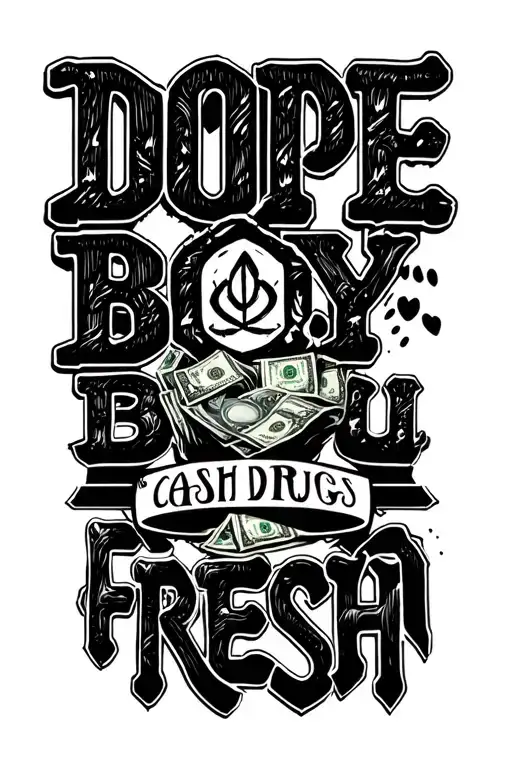 "Dope Boy Fresh" CASH AND DRUGS, DOPEBOY FRESH tattoo design idea