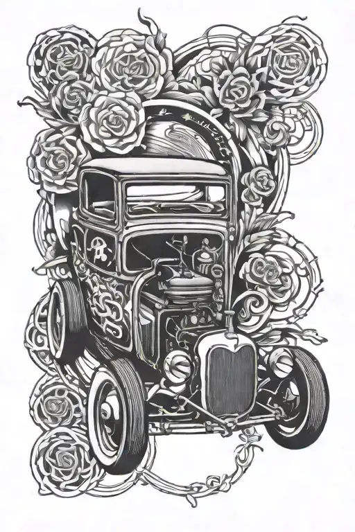 old hot rod casting tattoo design idea