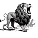 lion roaring on abdomen tattoo design idea