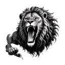 lion roaring on abdomen tattoo design idea