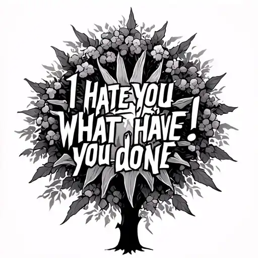 "I hate you! What have you done" willow tree sun shining tattoo design idea