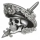 Rcmp police Skull Dagger piercing tattoo design idea