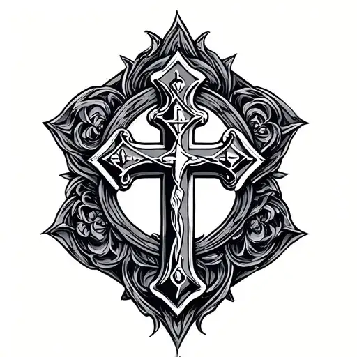 Orthodox cross surrounded tattoo design idea