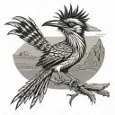 Arizona Desert theme roadrunner tattoo design idea