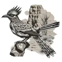 Arizona Desert theme roadrunner tattoo design idea