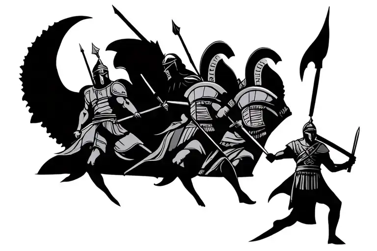 300 Spartans and Persians war tattoo design idea