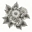 3 asters asymmetrical pattern, perhaps wrapping around the forearm add dew drops tattoo design idea