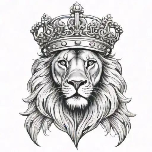 lion wearing a crown tattoo design idea