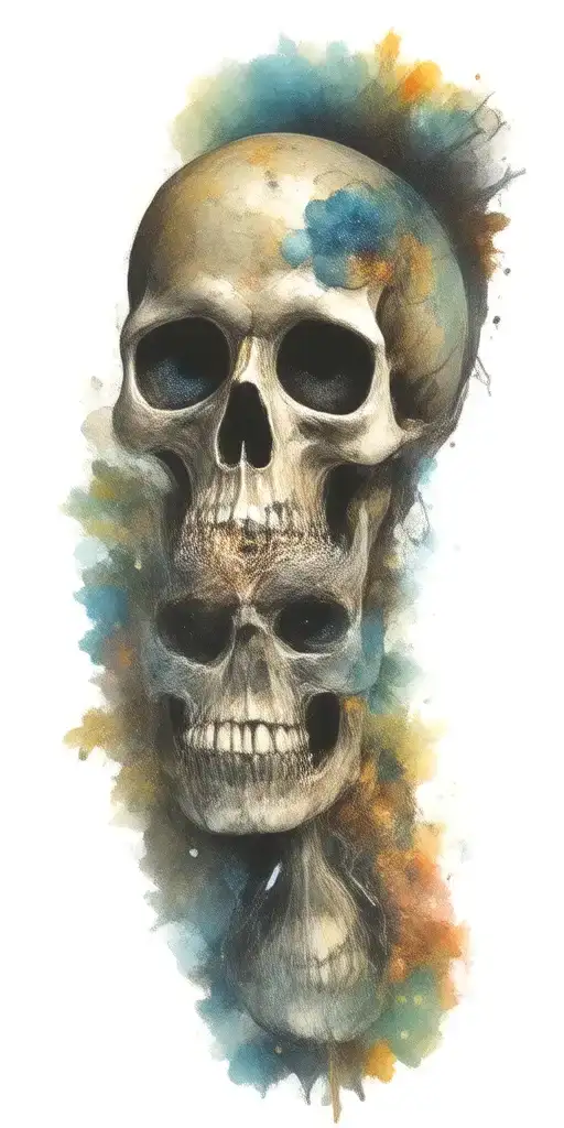 add galaxies to skull eye sockets tattoo design idea