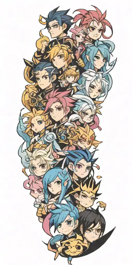 tattoo with five characters from league of legends tattoo design idea