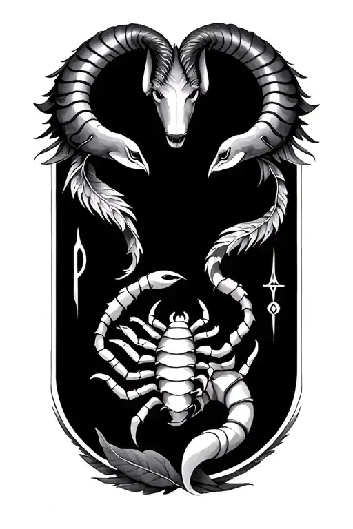 zodiac sign interwined Pisces Scorpio Gemini Capricorn Leo symbols tattoo design idea