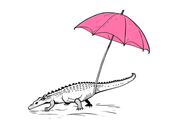 alligator with pink umbrella tattoo design idea
