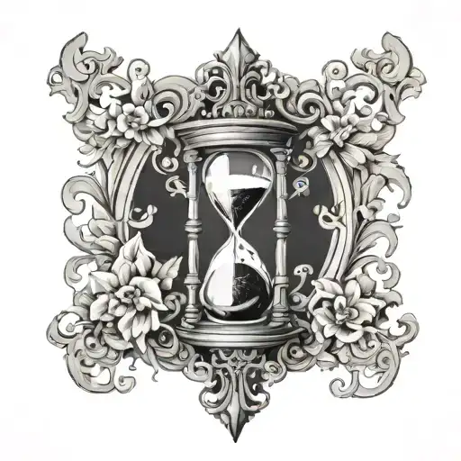 hour glass and filagree tattoo design idea