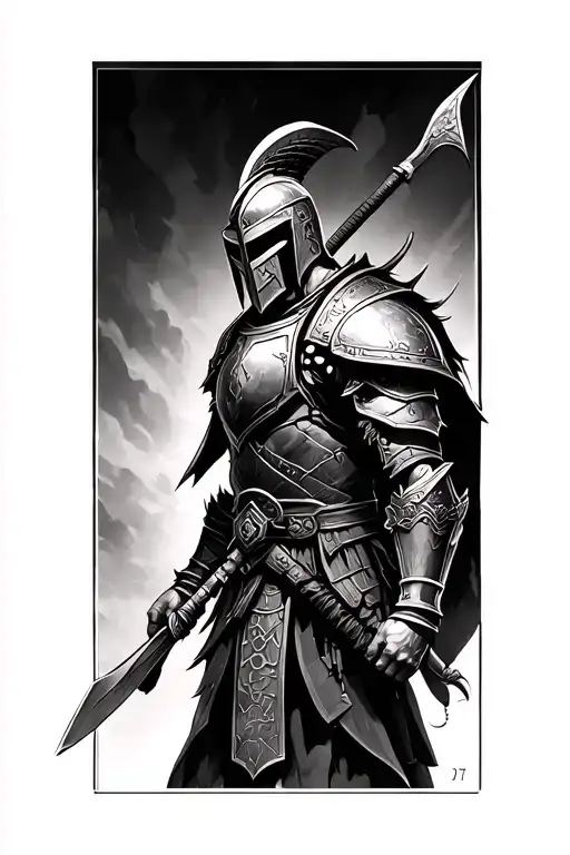 Tattoo Idea: The Warrior’s Path (Simplified & Aggressive)Main Element: A lone armored warrior (Spartan or Samurai hybr tattoo design idea