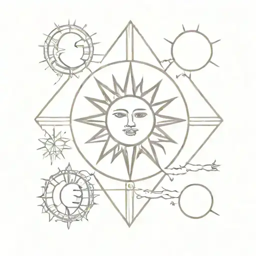 sun and moon tarot cards tattoo design idea