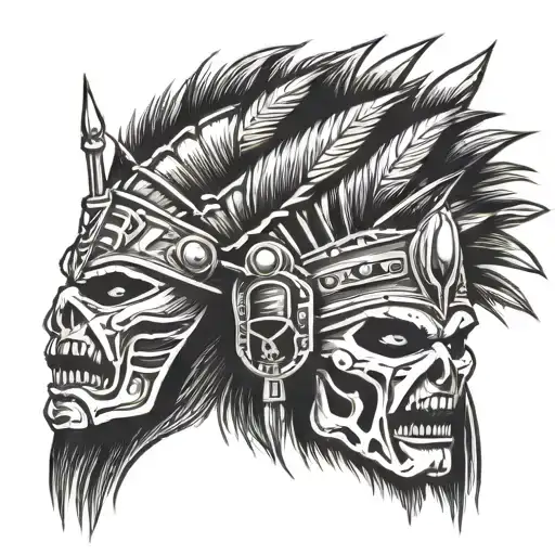 Iron Maiden Eddie  native headdress tattoo design idea