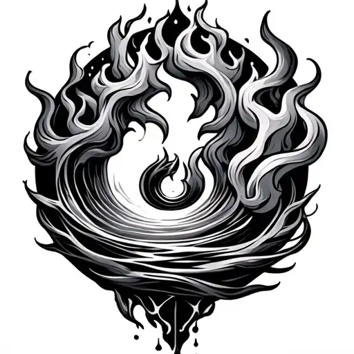 FIRE AND WATER IN ALCHEMY tattoo design idea