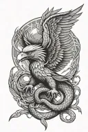 snake fighting eagle tattoo design idea