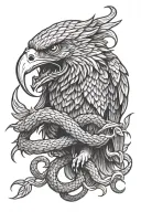 snake fighting eagle tattoo design idea