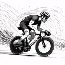 Please render a monochromatic lines tracing the turbulent flow behind a cyclist tattoo design idea