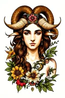 Gemini and aries zodiac sign tattoo design idea