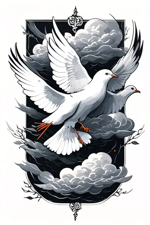 dove clouds cross 07 tattoo design idea