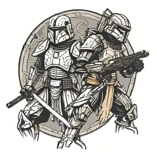 darth revan and master chief back to back  tattoo design idea