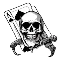 skull, ace of spades and sword tattoo design idea