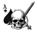 skull, ace of spades and sword tattoo design idea