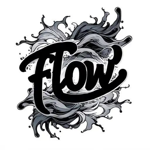 "flow" waves flowing tattoo design idea
