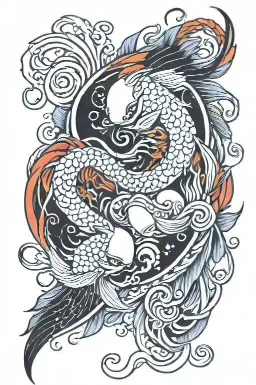 choi fish yin yang tattoo design idea
