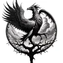 Phoenix rising with the tree of life tattoo design idea