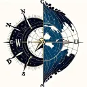 clock with my daughter's birth times, mixed with a compass that points to Asia and mixed with a globe tattoo design idea