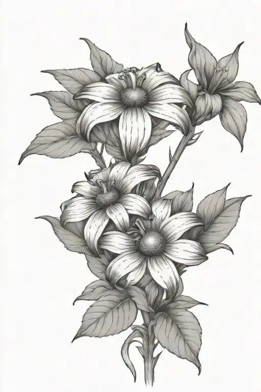 proteias, black eyed susans. erum lillies  and the story of creation from the bible.  tattoo design idea