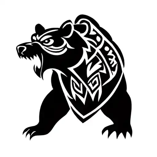 nordic bear angry  tattoo design idea