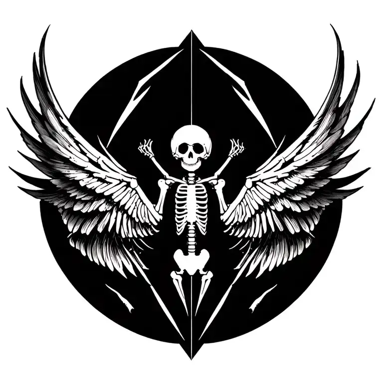 skeleton wings spread tattoo design idea