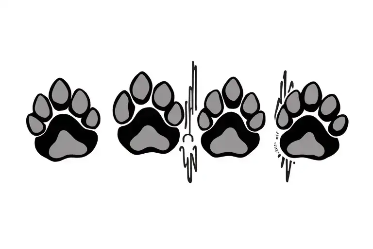 4 Dog paw and lifeline tattoo design idea