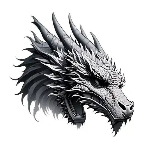 3 dragon heads looking tattoo design idea